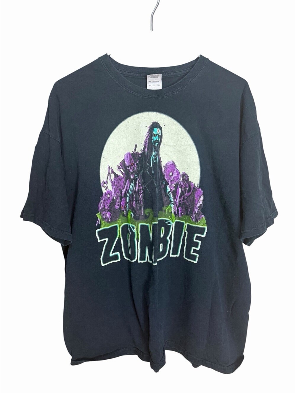 Y2K Zombie Graphic T Shirt 2XL Gildan Heavy Cotton Horror Gothic Black Tee
